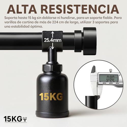 Gormena Curtain Pole Black 80-218 cm Curtain Rail Extendable Diameter 25 mm Ceiling Mounting Wall Mounting Heavy Metal for Living Room Bedroom Kitchen and Various Windows Easy Assembly