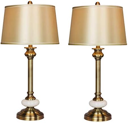 Martin Richard W-1580-2PK Table Lamp, Antique Brass & White