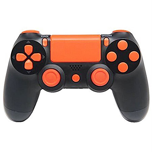 ElementDigital 15Pcs PS4 Replacement Shell Full Buttons, Thumbsticks Thumb Grip + D-pad For Sony Playstation 4 Controller (Orange)