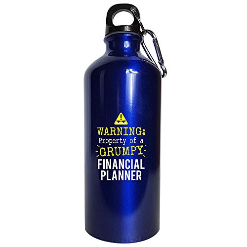 Warning! Grumpy Financial Planner - Water Bottle Metallic Blue