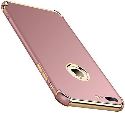 Chengming Compatible with iPhone X/XS 3-in-1 Anti-Scratch Anti-Fingerprint Shockproof Electroplate Frame Strong Magnetic Adsorption with Non Slip Coated Case(Rose Gold)
