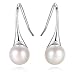 925 Sterling Silver Freshwater Cultured Pearl Dangle Drop Earrings for Women AAA+ Quality 8mm Black Pearl Women's Earrings