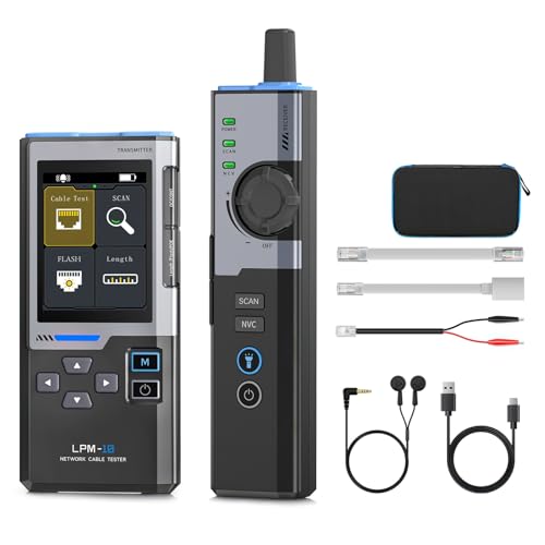 Professional RJ45 Network Cable Tester, Rechargeable Electric Ethernet Cable Locator, POE Test, NCV Test, Wire Crimping, Cable Length, Network Speed, 2.4" TFT Screen