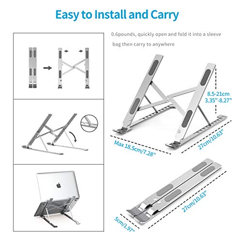 cshare Adjustable Laptop Stand for Desk, Portable Computer Stand for Laptop Riser Mount Compatible with MacBook Pro Mac Air Chromebook Dell HP 7-17 Inch Notebook Stands Holder