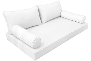 Prolinemax |SLIPCOVER ONLY|S2 Outdoor Daybed Mattress Bolster Backrest Cushion Covers Piped Trim Twin AD106