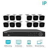 LaView 1080P HD IP 12 Camera Security System 16 Channel PoE 1080P NVR with a 6TB HDD Indoor/Outdoor Cameras Day/Night Surveillance System with Remote Viewing