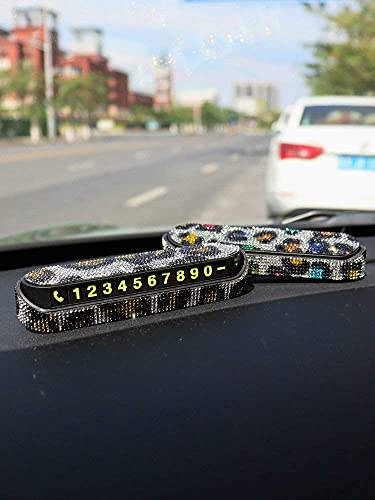 CoyiL Diamond Bling Auto Tijdelijke Parking Card Lichtgevende Telefoon Nummerplaat Verborgen Nuttige Interieur… - Afbeelding 6