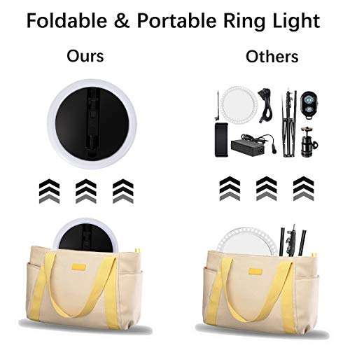 Ring Light with Stand Selfie LED Ring Light for iPhone Desktop and Floor-Standing Portable Dimmable 11.4\'\' Light Ring with Phone Holder, for Live Streaming YouTube Makeup TikTok