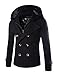 Mens Stylish Fashion Classic Wool Double Breasted Pea Coat with Removable Hood