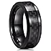 King Will GENTLEMENT 8mm Black Carbon Fiber Inlay Tungsten Carbide Ring Polished Finish Edges Comfort Fit12.5