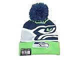 NFL Seattle Seahawks New Era Logo Whiz Pom Beanie, One Size, Blue