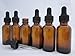 DropperStop™ 1oz Amber Glass Dropper Bottles (30mL) with Tapered Glass Droppers - Pack of 6