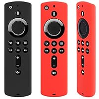 [2 Pack] Remote Cover Case for Fire TV Stick 4K /Fire TV Cube/Fire TV (3rd Gen) - Shockproof Silicone Cover Compatible with All-New 2nd Gen Alexa Voice Remote Control (Black and Red)