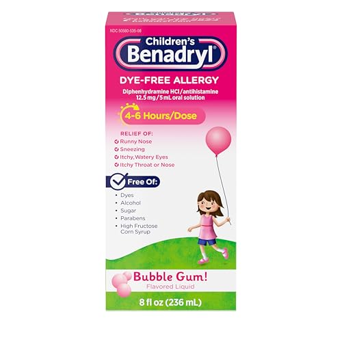 Children's Benadryl Allergy Relief Liquid, Dye-Free, Children 6+, 8 fl. Oz