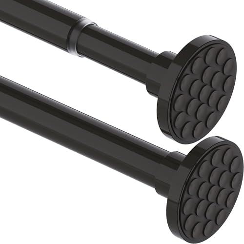 Shower Rail, No Drilling, Extendable Curtain Rod for Clamping, Telescopic Rod, Curtain, Shower Curtain Rail for Bathroom, Bedroom, Black (85-220 cm, Diameter 32 mm)