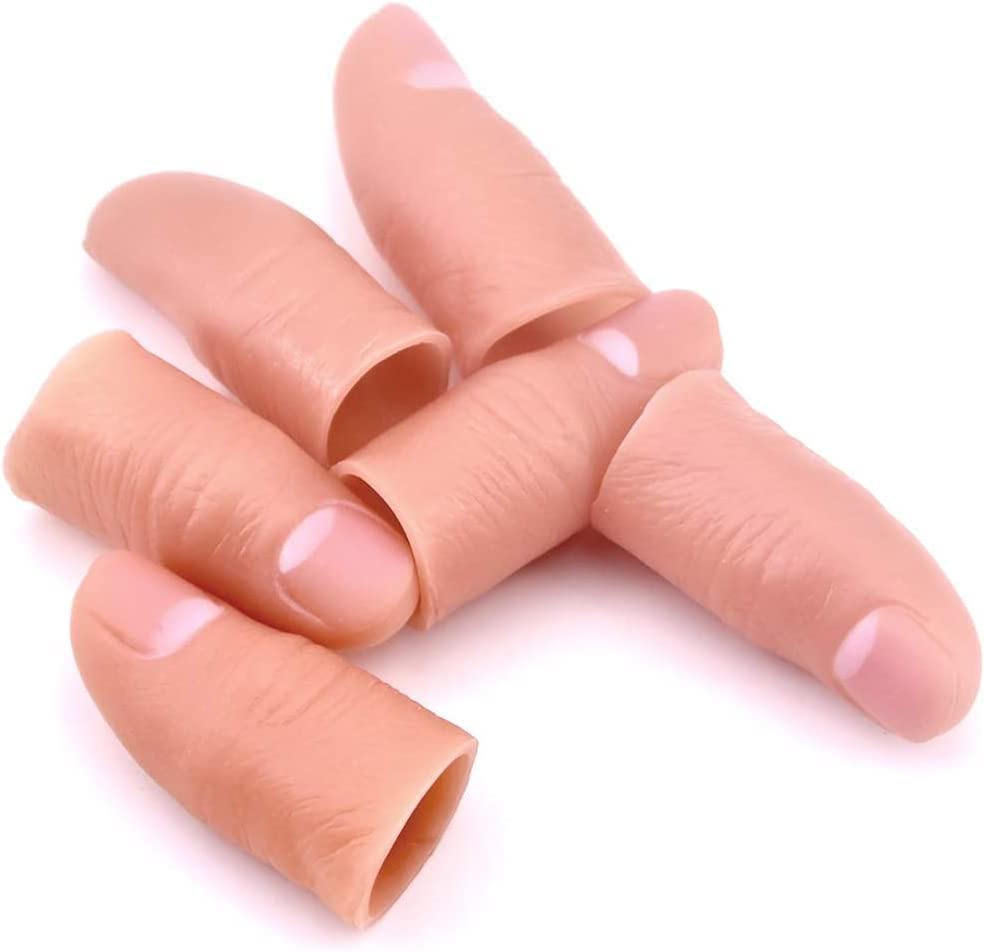 MOMOMAGE 6 Pcs Soft Thumbs False Fingers Fake Thumb Tip Magic Accessories for Vanishing Exchanging and Appearing Magic Tricks
