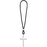 Mercy Robes Black Clergy Cord with Stainless Steel Silver Cross