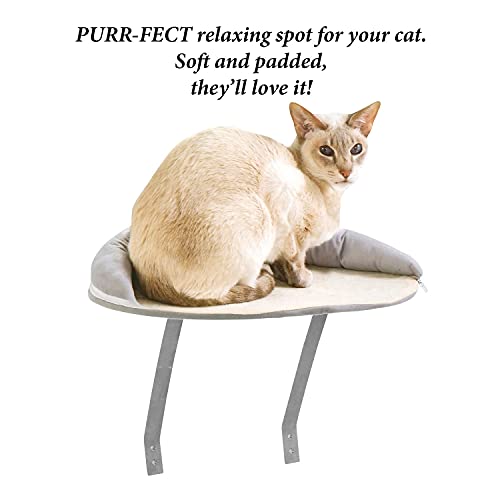 Etna Window Mount Cat Perch Small Pet Window Seat Cat Ledge, Gray