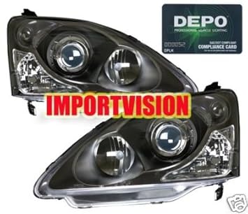 Honda Civic Si 04 05 Black Projector Headlights Depo Automotive