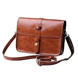 Vintage Leather Cross Body Handbag, HN Shoulder Messenger Bag (Brown)