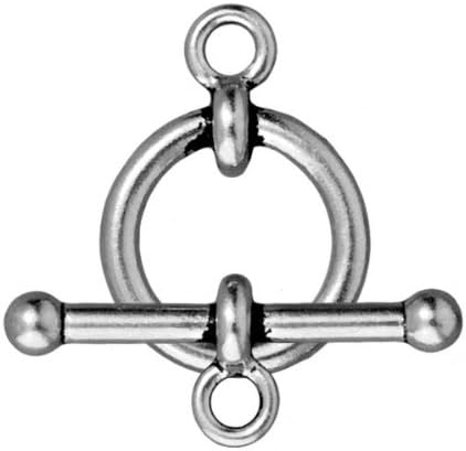 Antiqued Silver Plated Lead-Free Pewter 3/4 Inch Anna's Toggle Clasp (1)