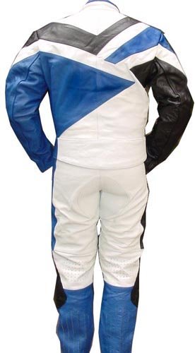 Perrini 2pc Motorcycle Riding Racing Leather Track Suit w/Padding All Leather Drag Suit