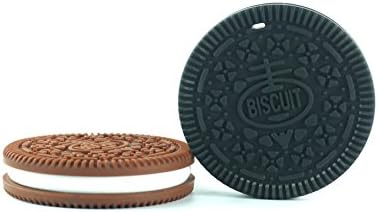 Mamiton 2pcs Mix Color, Silicone Oreo Cookie Baby Teething Toy Sensory Toys Food Grade Chewelry for Baby Gift (Black and chocolate)