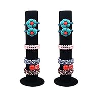 Glitterymall 2 Pack Black Velvet Jewelry Bracelet Watch Display Stand Bar Rack Holder Closet Organizer Tower 1 Tier