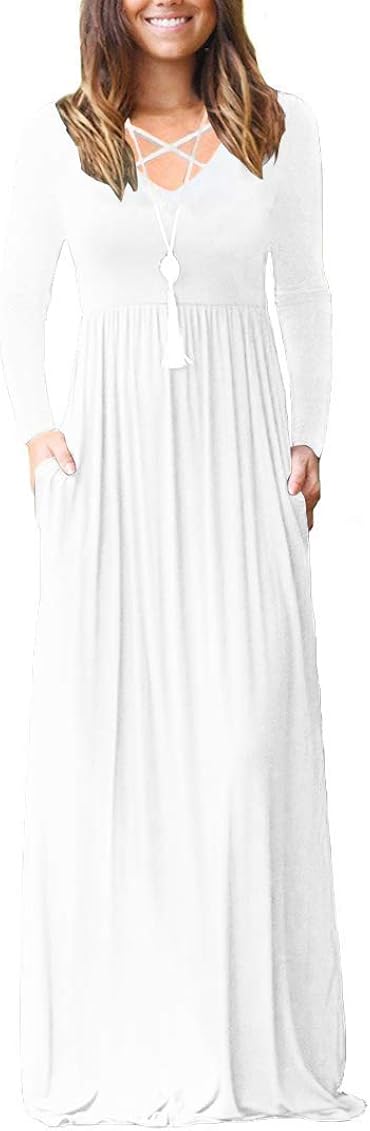Loose Plain Maxi Dresses Casual 