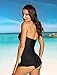 DOBREVA Women's Vintage One Piece Strapless Bathing Suit Tummy Control Skirt Retro Swimsuit Swimdress Black 12