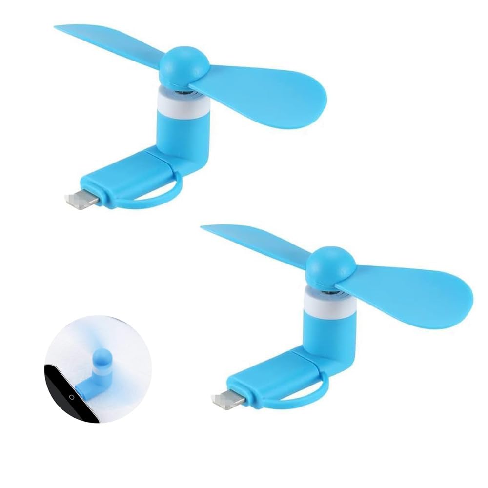 Photo 1 of Mini Cell Phone Fan 2-in-1 Compatible for Android iPhone Smartphone Colorful Powerful Summer Accessories for Outdoor Travel Indoor Camping Hiking Vacation Beach Office as Women Man Summer Gift