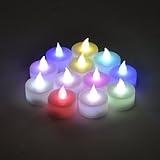 Instapark LCL-C12 Battery-powered Flameless Color-changing LED Tealight Candles, One Dozen Pack
