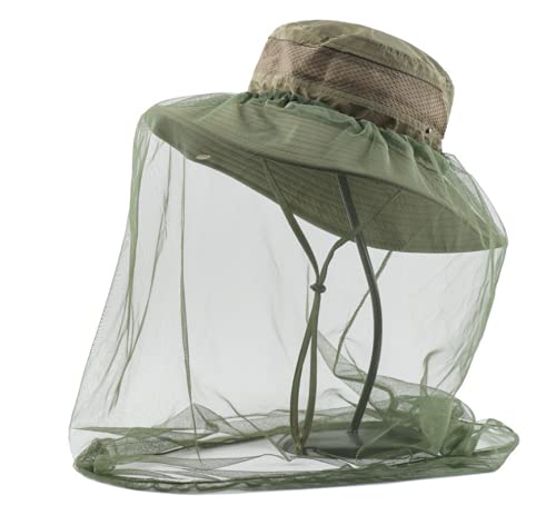 Mosquito Net Hats for Men Women Sun Hat Removable Mosquito Head Net for Outdoors UV Protective Safari Hat Sunhat Bucket Hats Fishing Hat with Netting for Face Neck Protection Sun Hat Boonie Hat Cap