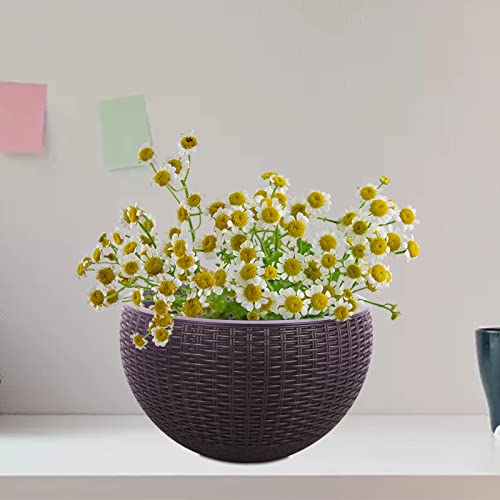 Vencer 11 Inch Round Resin Rattan Hanging Planters,Self Watering
