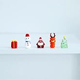 Mollytek 5PCS Mini Hand Blown Glass Figurines Collectibles Miniature Hand Blown Glass Ornaments Decor Assorted Cute Home Office Table Computer Car Dashboard Ornament (Christmas)