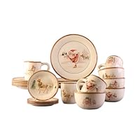 American Atelier Christmas Twig 20 Piece Dinnerware Set, Cream - V215-20-SET