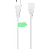 Jplenty Short Extension Cord 3 Foot 2 Prong White Extension Cords Small for Indoor Use Outdoor Use with Single Outlet - Ideal