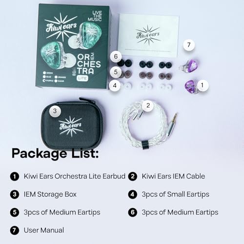 Linsoul Kiwi Ears Orchestra Lite Performance Custom 8BA EMI In-Ear Monitor, Detachable 4-Wire OFC Copper Cable (Clear)