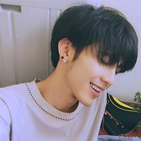 Amazon Co Jp メンズハンサムショートストレートケミカルファイバーシルクフードボーイ カラー ブラック ホーム キッチン