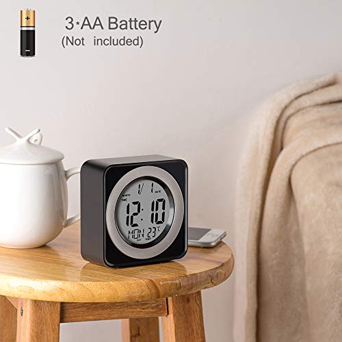 Alarm Clock,Digital LCD Display Portable Modern Alarm Clock with Snooze Time Temperature for Bedroom,Office,Living Room,Travel