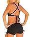 Women Summer 2PCS Bikini Set Deep V Halter Geometric Printed Swimsuit Boyshort Sporty Beachwear Criss Cross