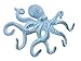 Rustic Dark Blue Whitewashed Cast Iron Octopus Hook 11 Inch - Decorative Hook - Sealife Metal Wall Hook