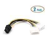 Electop 2 Pack PCI Express 6 Pin to 2 x 4 Pin Molex Power Cable