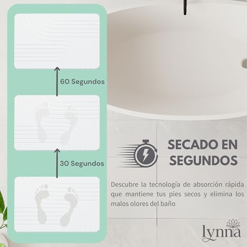 Lynna Diatomite Bath Mat - Quick Drying and Non-Slip - Diatomite Stone Bath Mat for Shower Exit - Eco-Friendly and Durable Mat - Modern Design (White)