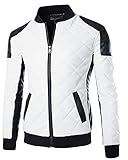 Cloud Style Men's latticed Baseball Bomber Jacket Slim Fit Coat, Medium, White