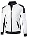 Cloud Style Men's latticed Baseball Bomber Jacket Slim Fit Coat, Medium, White
