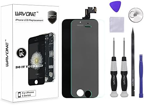 iPhone 5S LCD Display Screen Replacement Touch Digitizer Full Assembly for iPhone 5S with Preassembled Components (Facing Proximity Sensor, Ear Piece, Front Camera) and Repair Tools,Black
