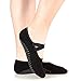 Cooque Yoga Socks Non Slip Skid with Grips Barre Socks Pilates Socks for Women Girls 4 Pack by (Black-Bandage-4 Pack)