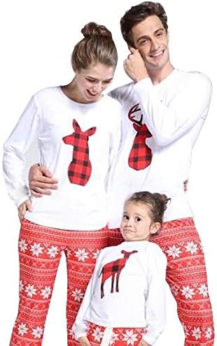 LianMengMVP Christmas Sets Daddy Mom Deer Tops Blouse Pants Family Pajamas Sleepwear Romper for Xmas Homewear Warm Outfits