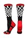 MadSportsStuff Crew Length Elite Basketball Socks with Net (Black/Red, Medium)